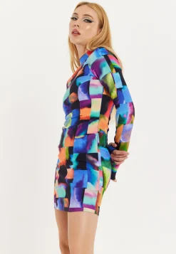 Abstract Patchwork Print Dress