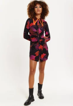 Abstract Wire Print Mesh Shirt Dress