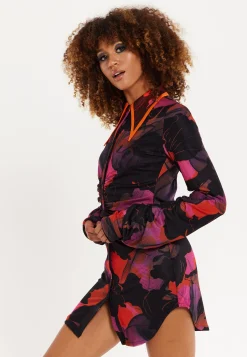 Abstract Wire Print Mesh Shirt Dress