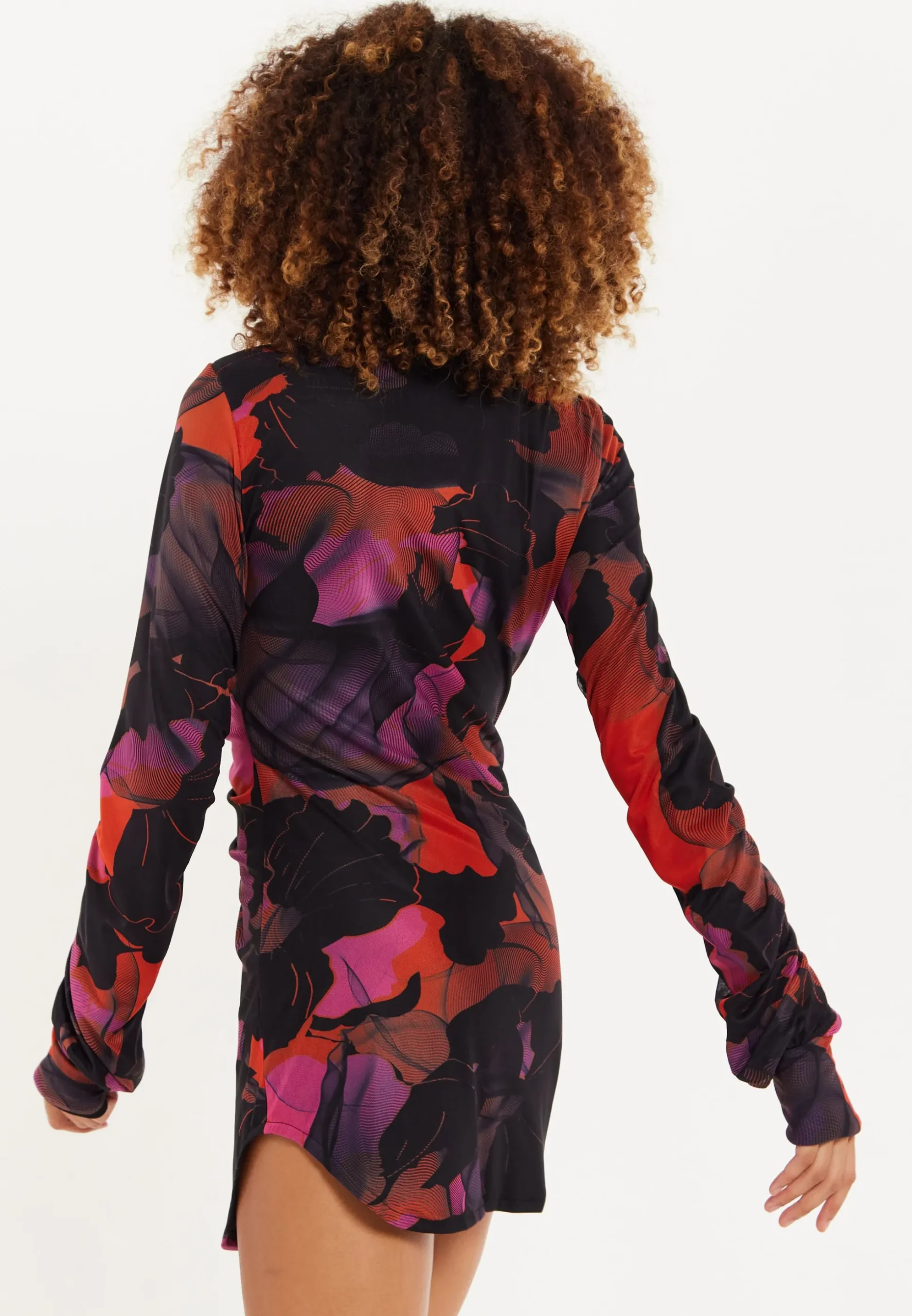 Abstract Wire Print Mesh Shirt Dress