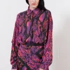 Asymmetric Double Snake Print Viscose Shirt (Pink) | House of Holland
