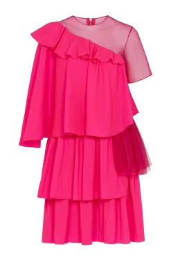 Fuchsia RIpstop Frill Dress | House of Holland