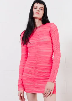 Gathered Tulle Mini Dress (Vivid Pink) | House of Holland