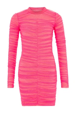 Gathered Tulle Mini Dress (Vivid Pink) | House of Holland