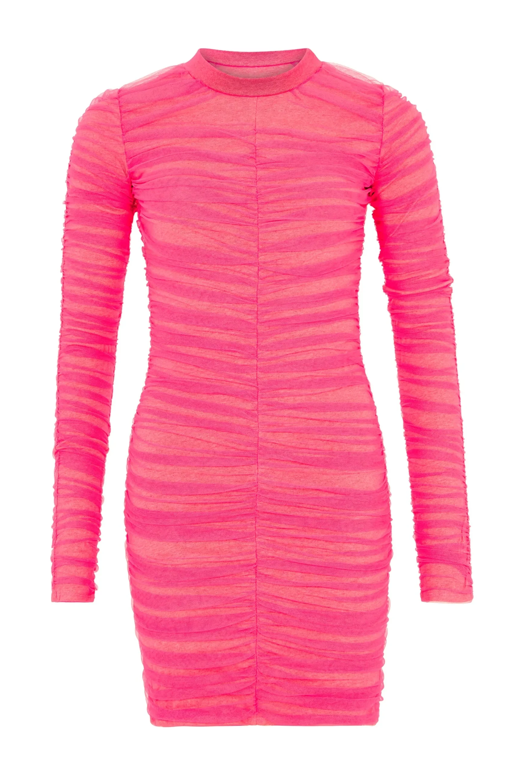 Gathered Tulle Mini Dress (Vivid Pink) | House of Holland