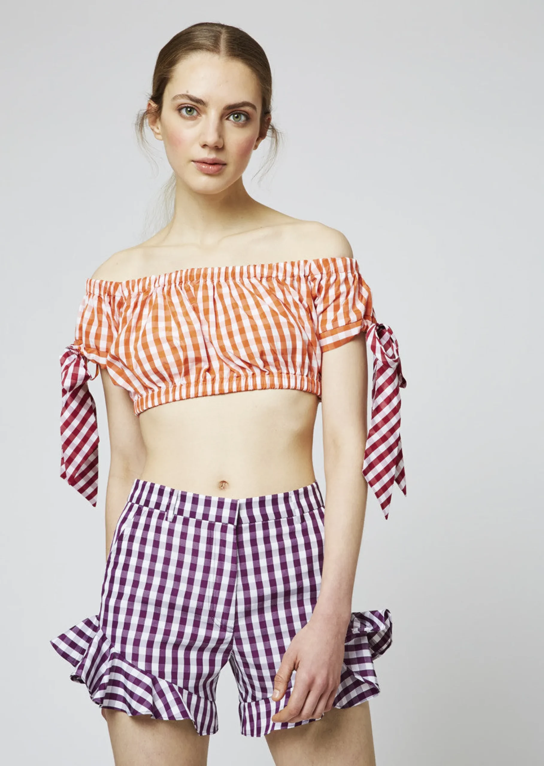 Gingham Cotton Frill Shorts | House of Holland