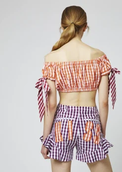 Gingham Cotton Frill Shorts | House of Holland