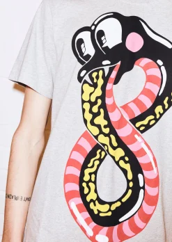 @hattiestewart 'Snake' Grey Graphic Tee | House of Holland