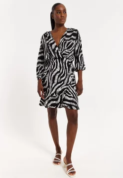 House of Holland Abstract Animal Printed Wrap Front Mini Dress