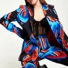 House Of Holland Abstract Print Blazer In Black, Red And Blue