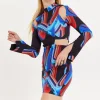 House Of Holland Abstract Print Mini Dress With Cut Out Details And Sl