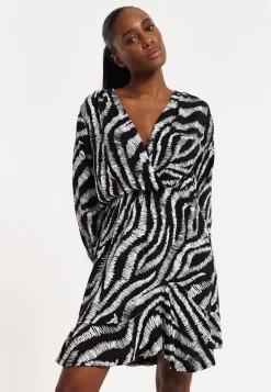 House of Holland Abstract Animal Printed Wrap Front Mini Dress
