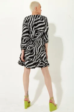 House of Holland Abstract Animal Printed Wrap Front Mini Dress