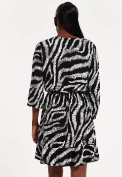House of Holland Abstract Animal Printed Wrap Front Mini Dress