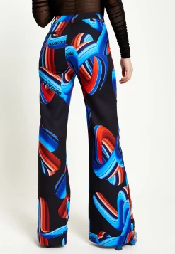 House Of Holland Abstract Print Trouser In Black, Red And Blue
