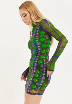 House Of Holland Abstract Snake Print Mini Dress