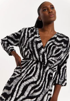 House of Holland Abstract Animal Printed Wrap Front Mini Dress