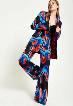 House Of Holland Abstract Print Blazer In Black, Red And Blue