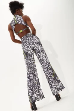 House Of Holland Abstract Print High Neck Jumpsuit With A Cut Out Back