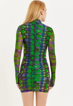 House Of Holland Abstract Snake Print Mini Dress