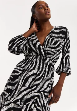 House of Holland Abstract Animal Printed Wrap Front Mini Dress