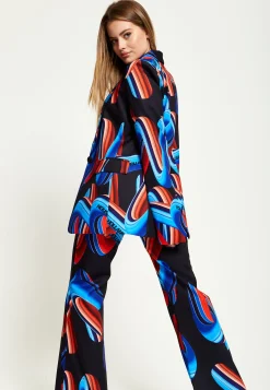 House Of Holland Abstract Print Blazer In Black, Red And Blue