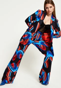 House Of Holland Abstract Print Blazer In Black, Red And Blue