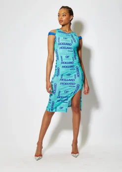 House of Holland All Over Print Sleeveless Fitted Dress