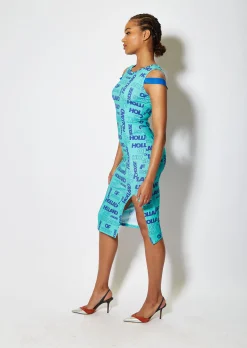 House of Holland All Over Print Sleeveless Fitted Dress