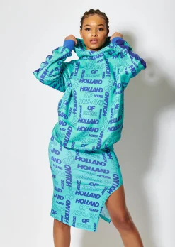 House of Holland All Over Blue Monogram Printed Hoodie