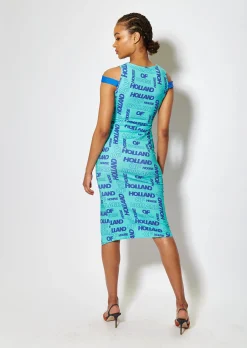 House of Holland All Over Print Sleeveless Fitted Dress
