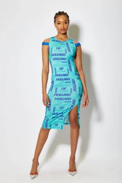 House of Holland All Over Print Sleeveless Fitted Dress