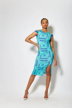 House of Holland All Over Print Sleeveless Fitted Dress
