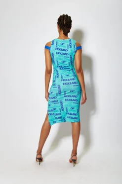 House of Holland All Over Print Sleeveless Fitted Dress