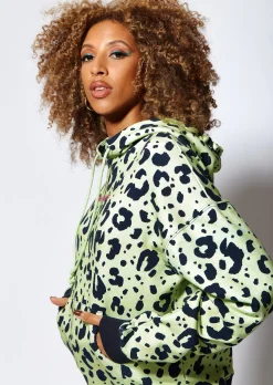 House of Holland Animal Print Hoodie in Mint
