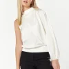 House Of Holland Asymmetric Voluminous Sleeve Top in White
