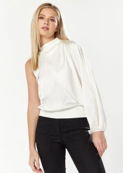 House Of Holland Asymmetric Voluminous Sleeve Top in White
