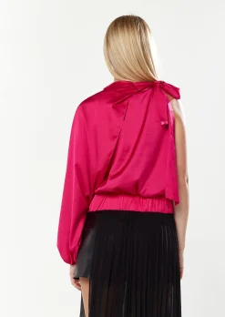 House Of Holland Asymmetric Voluminous Sleeve Top in Pink