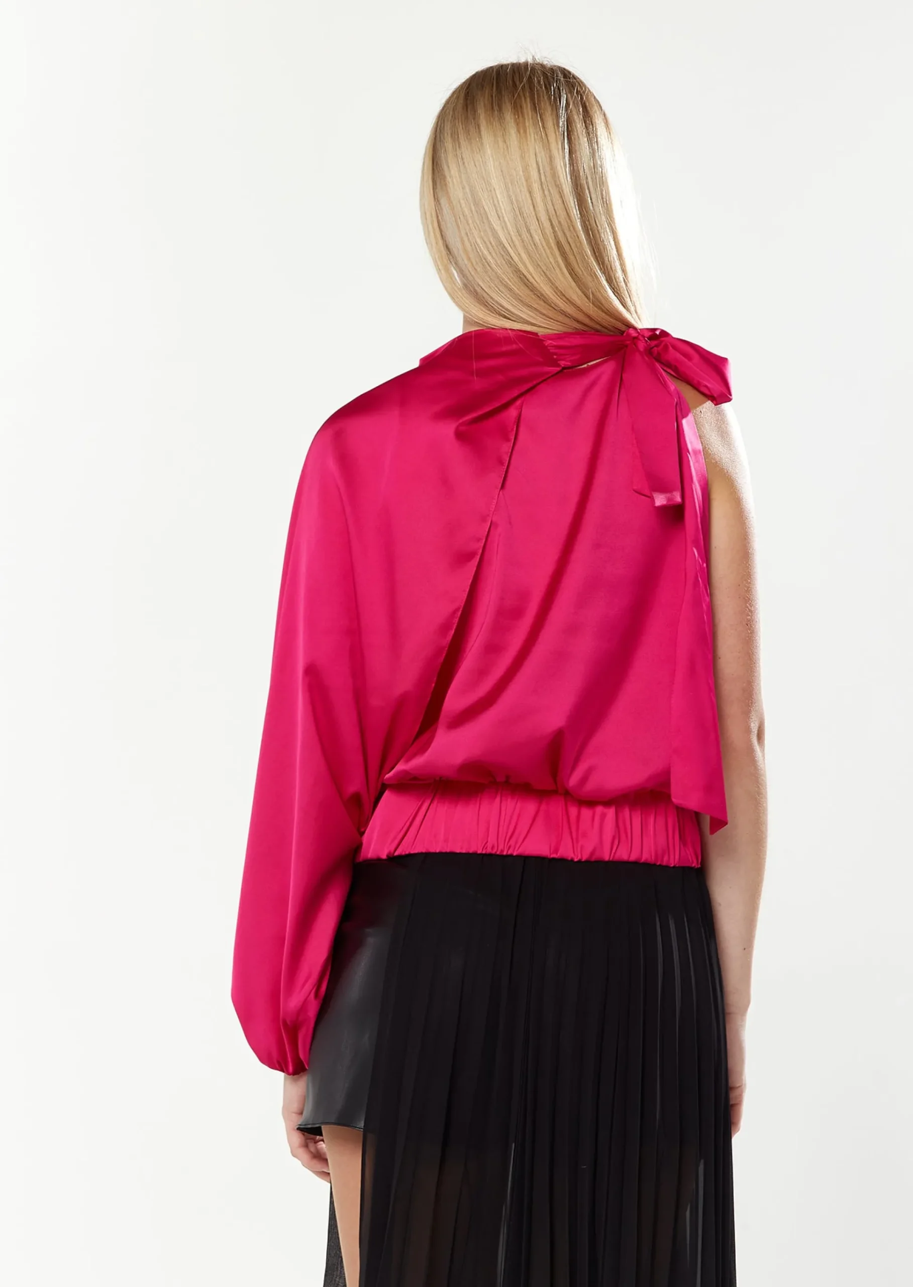 House Of Holland Asymmetric Voluminous Sleeve Top in Pink