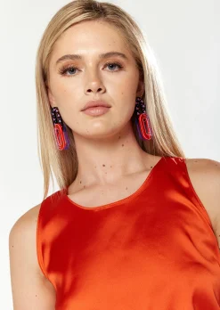 House Of Holland Asymmetric Voluminous Sleeve Top in Orange