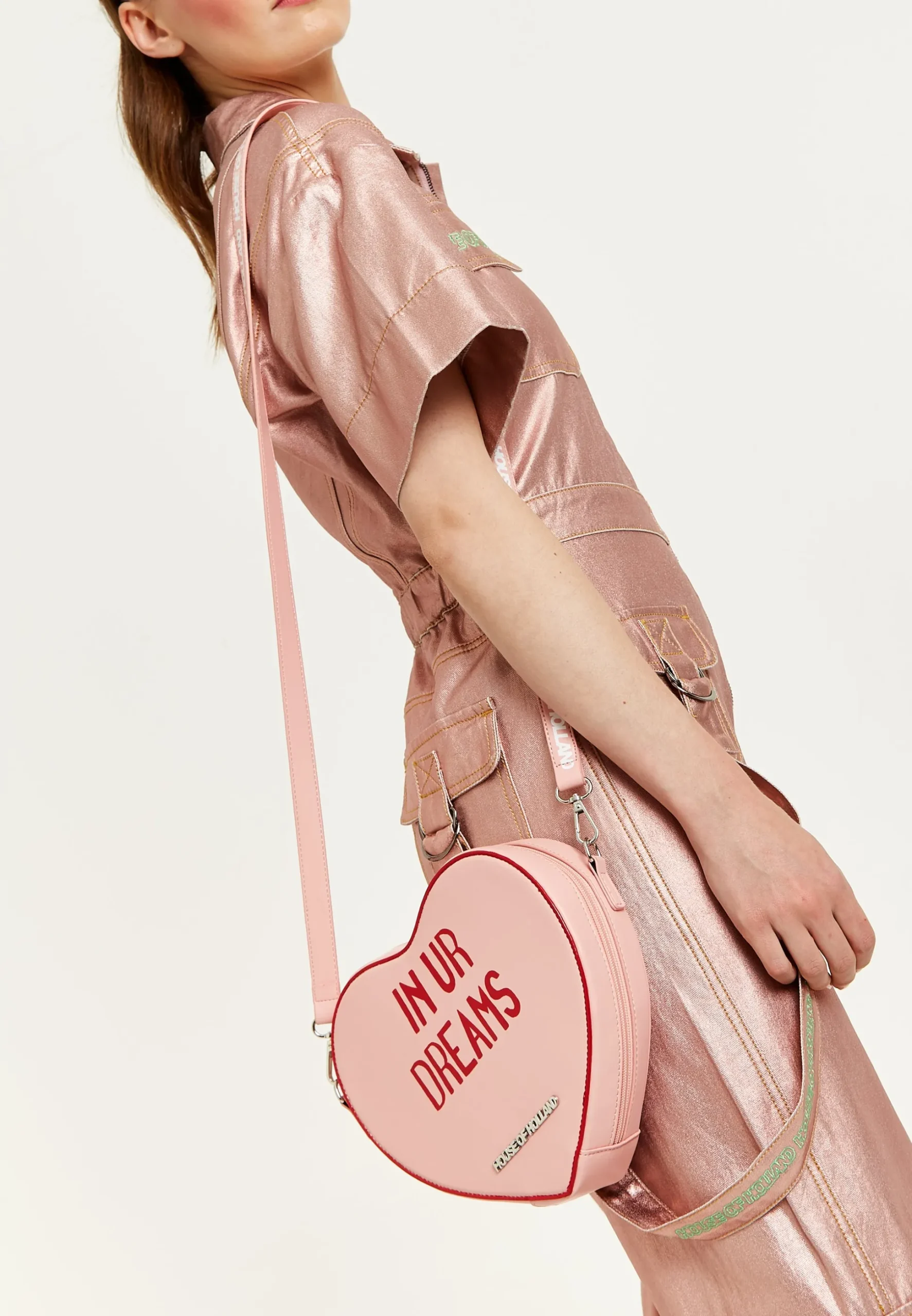 House of Holland Bitter Sweet Heart Handbag With ''In Ur Dreams'' Mess