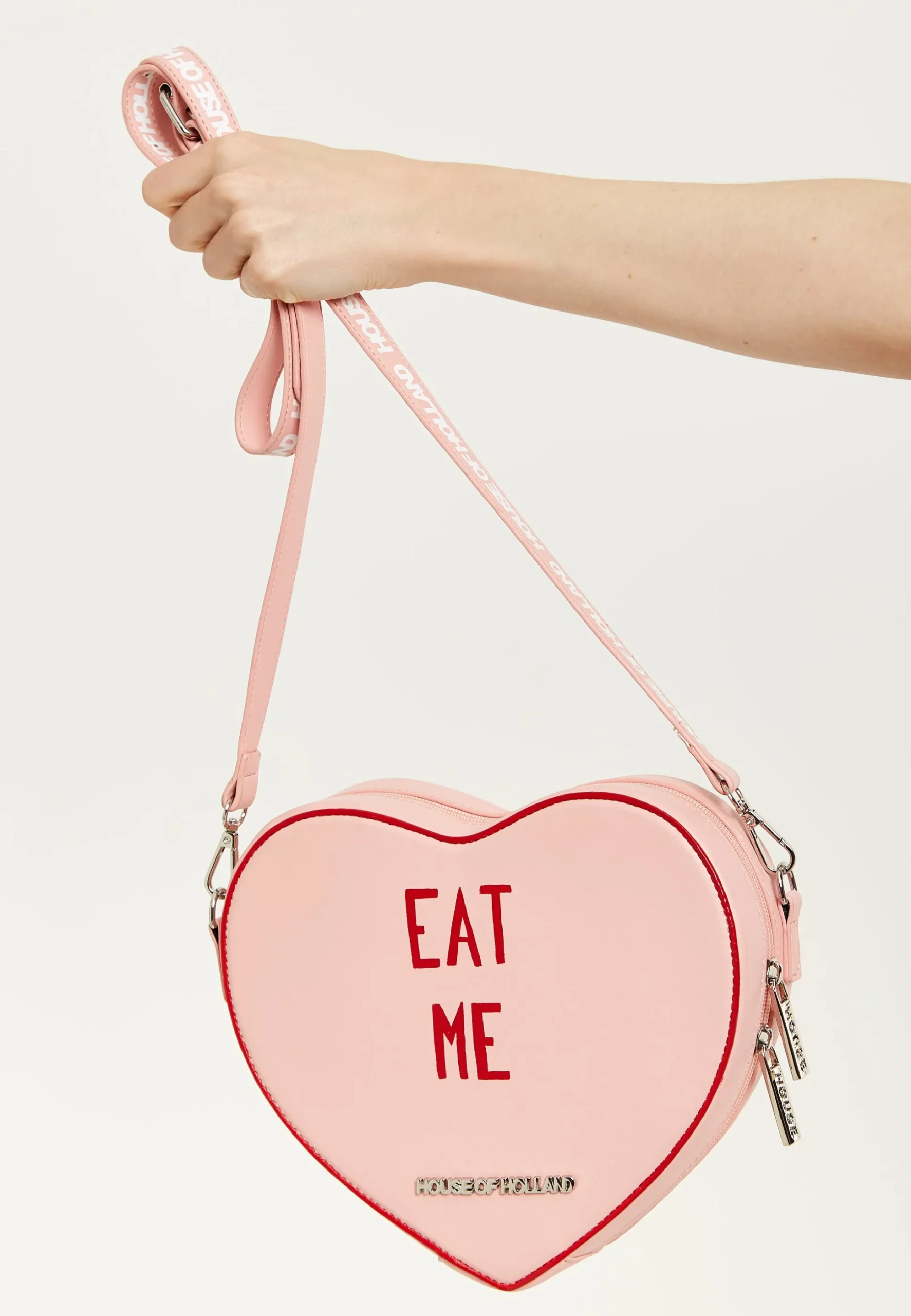 House Of Holland Bitter Sweet Heart Handbag With ''Eat Me'' Message