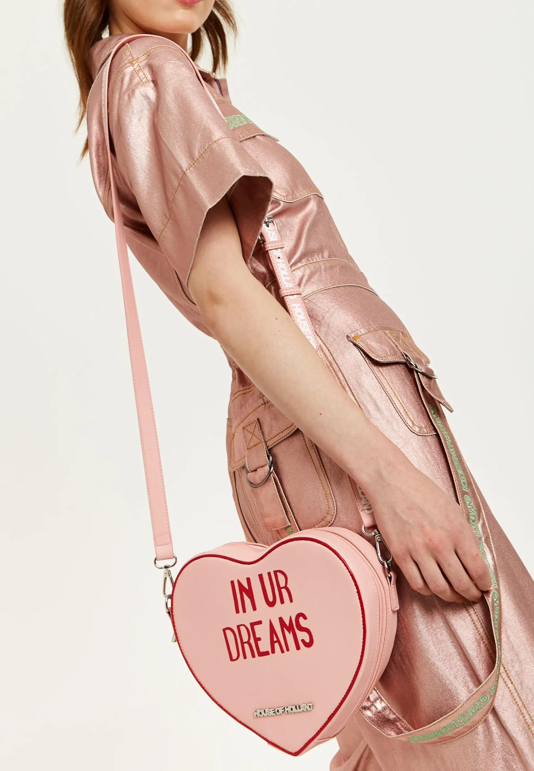 House of Holland Bitter Sweet Heart Handbag With ''In Ur Dreams'' Mess