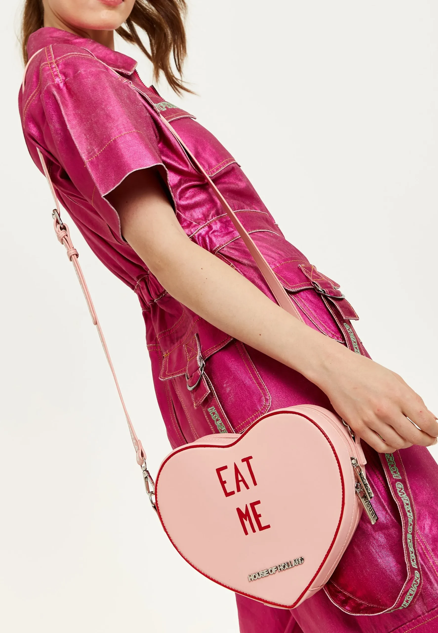 House Of Holland Bitter Sweet Heart Handbag With ''Eat Me'' Message