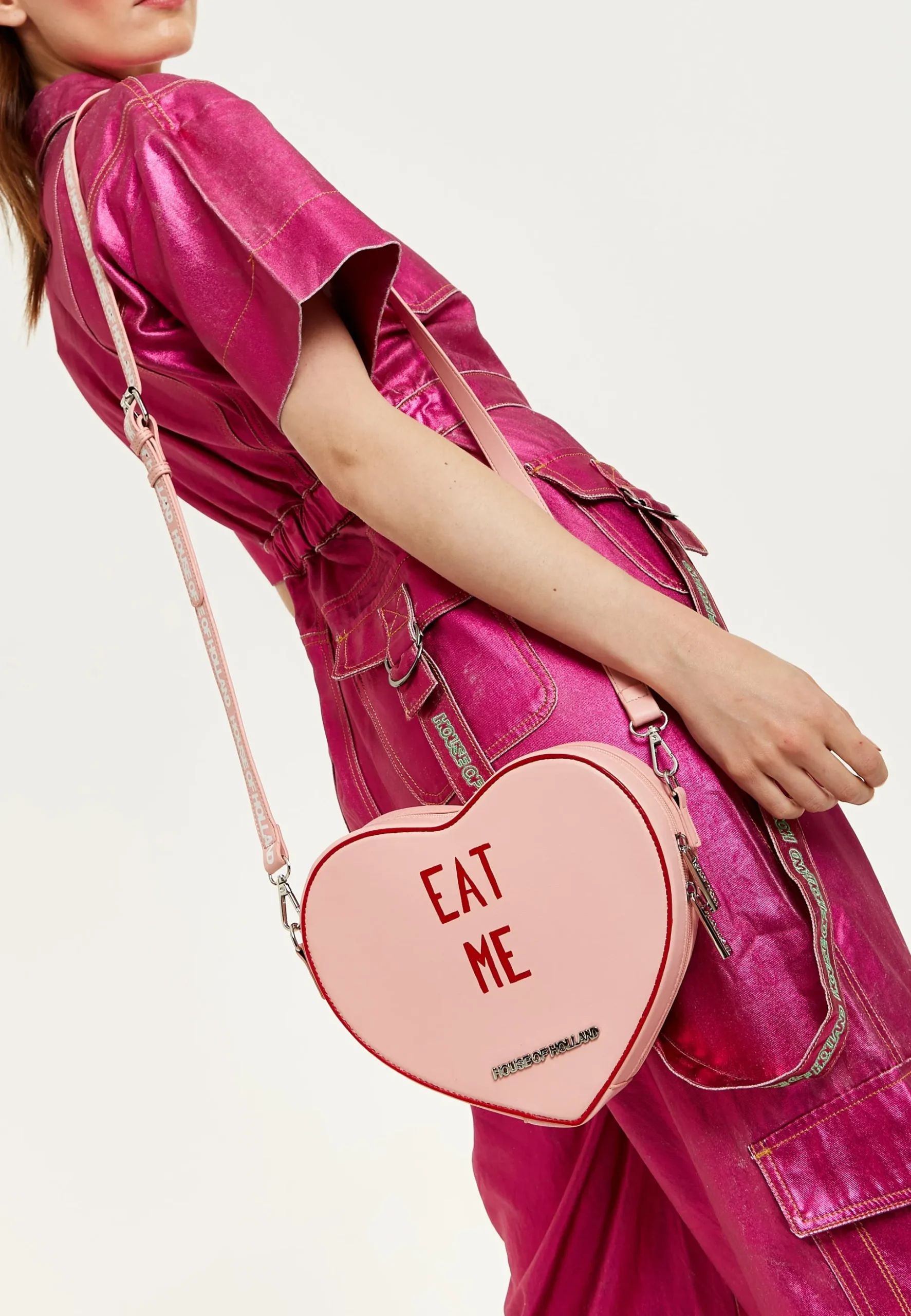 House Of Holland Bitter Sweet Heart Handbag With ''Eat Me'' Message