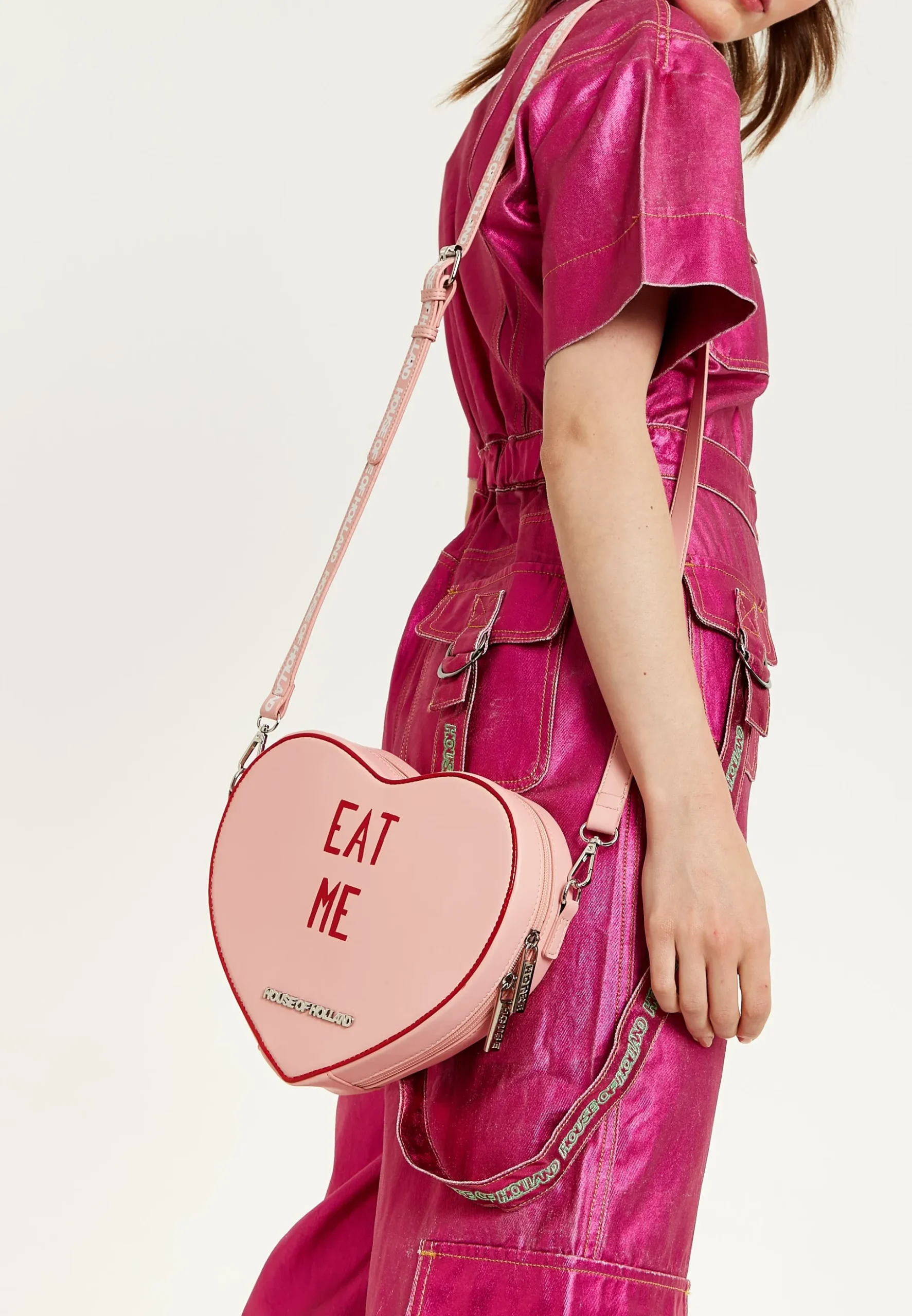 House Of Holland Bitter Sweet Heart Handbag With ''Eat Me'' Message