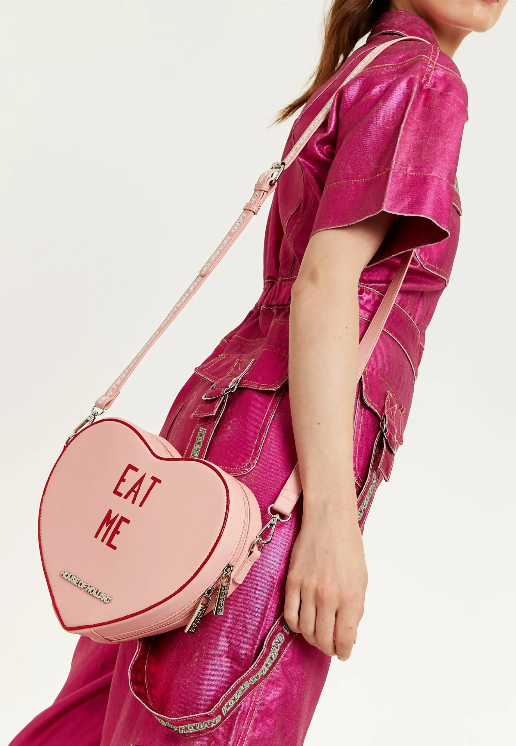 House Of Holland Bitter Sweet Heart Handbag With ''Eat Me'' Message