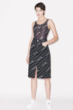 House of Holland Black Monogram Denim Skirt