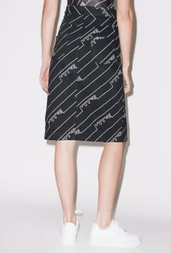 House of Holland Black Monogram Denim Skirt