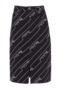 House of Holland Black Monogram Denim Skirt